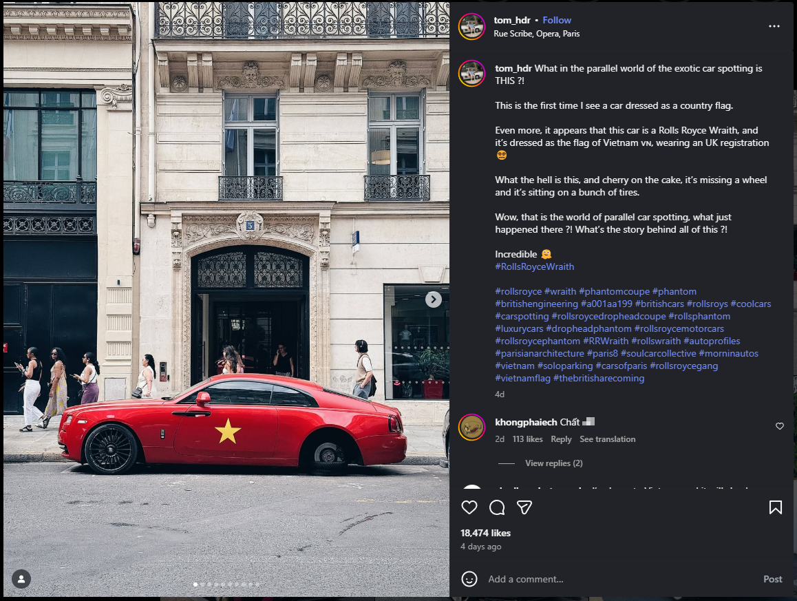 Rolls-Royce màu đỏ sao vàng ở Paris