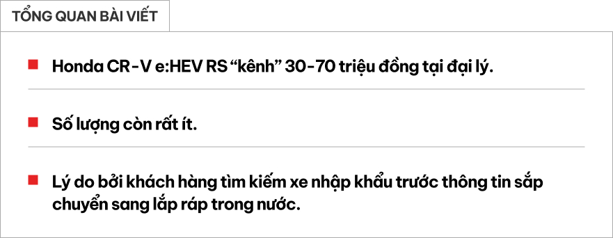 Honda CR-V e:HEV RS nhập Thái Lan khan hàng Honda CR-V e:HEV RS nhập Thái Lan đang khan hàng tại đại lý