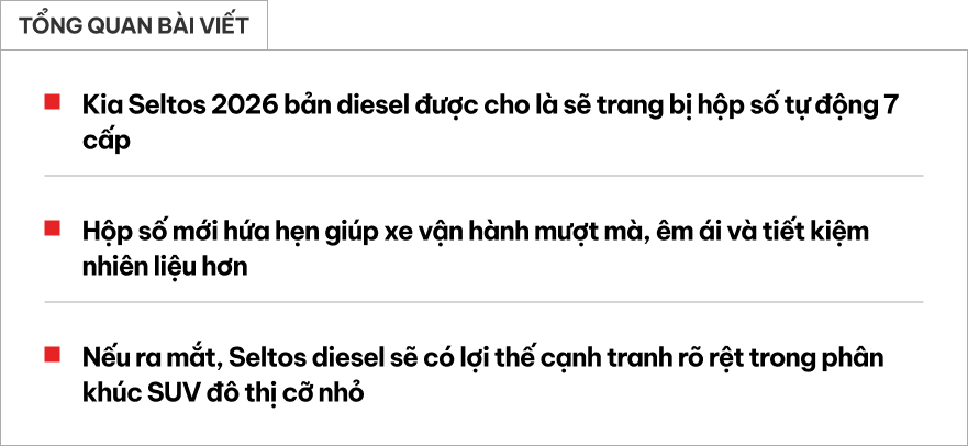 Kia Seltos 2026 chạy thử với máy dầu và hộp số mới