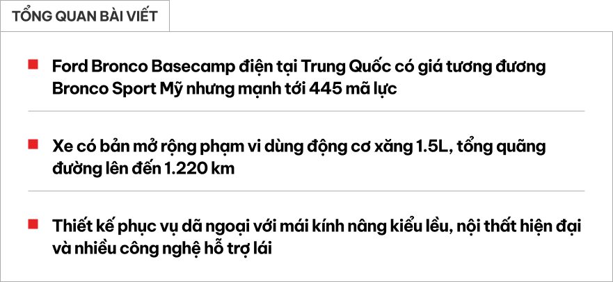 Ford Bronco bản thuần điện tại Trung Quốc Ford Bronco Basecamp phiên bản điện