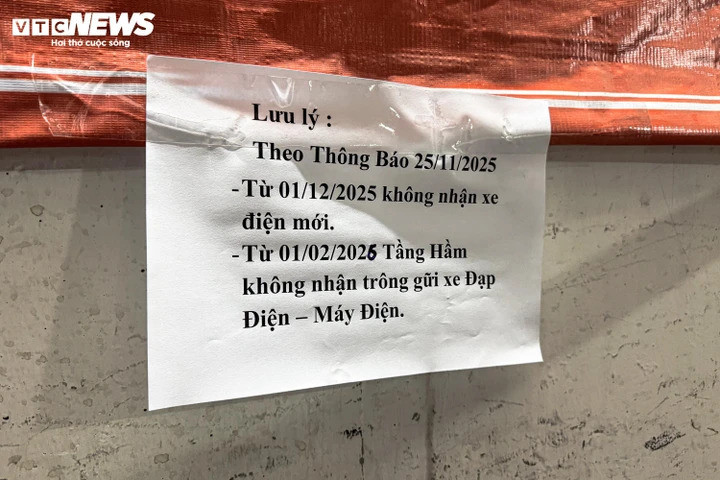 Thông báo của chung cư HH Linh Đàm, phường Hoàng Liệt, Hà Nội. Thông báo cấm gửi xe điện tại chung cư HH Linh Đàm